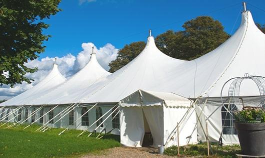 high-quality portable restrooms stationed at a wedding, meeting the needs of guests throughout the outdoor reception in Roswell, GA